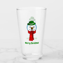 Fröhlicher Schneemann mit seinem roten Schal Glas