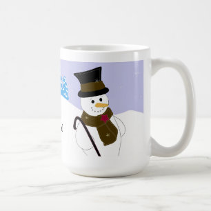 Fröhlicher Schneemann mit Spruch Tasse