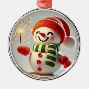 Fröhlicher Schneemann Ornament Aus Metall