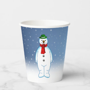 Fröhlicher Schneemann Pappbecher