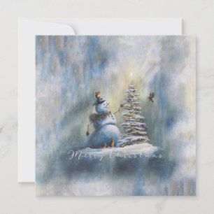 Fröhlicher Schneemann-Platz 5,25" Dankeskarte