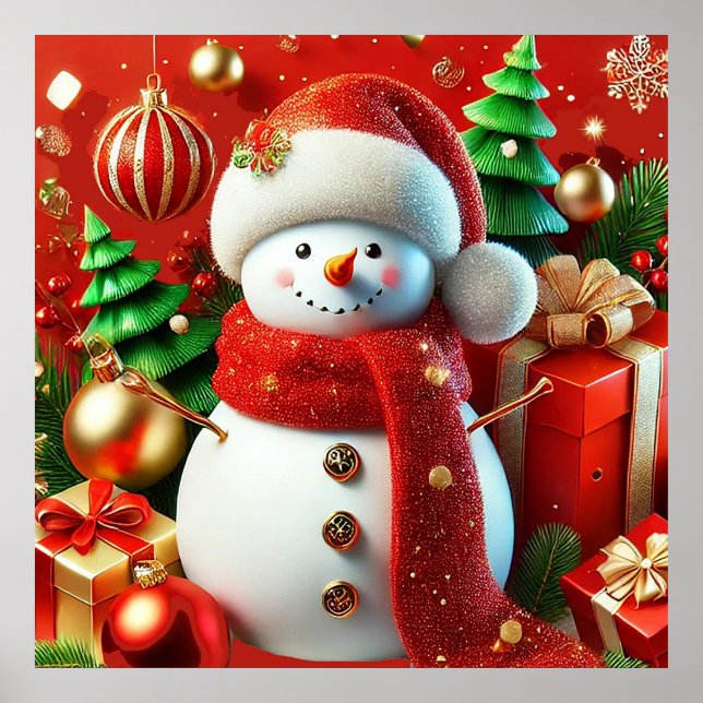 fröhlicher Schneemann Poster (Vorne)
