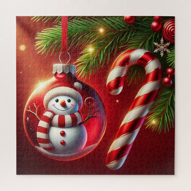 fröhlicher Schneemann Puzzle (Vertikal)