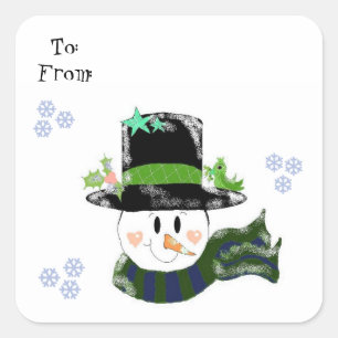Fröhlicher Schneemann Quadratischer Aufkleber