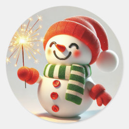 fröhlicher Schneemann Runder Aufkleber