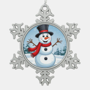 Fröhlicher Schneemann Schneeflocke Weihnachtsbaum Schneeflocken Zinn-Ornament