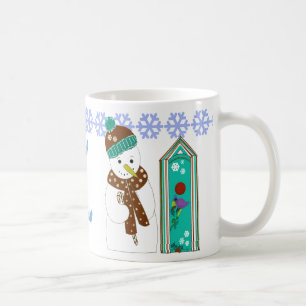 Fröhlicher Schneemann und Vogelhäuser Tasse