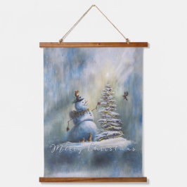Fröhlicher Schneemann von Jason Street Wandteppich Mit Holzrahmen