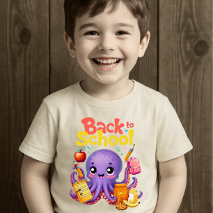 Fröhlicher Schulktopus - Design von hinten in der T-Shirt