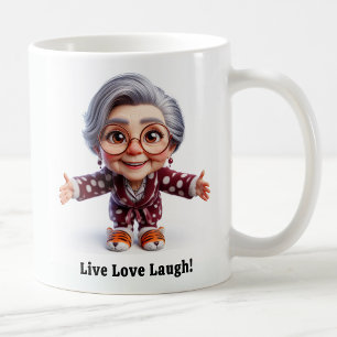 Fröhlicher Senior Citizen in gemütlicher Atmosphär Kaffeetasse