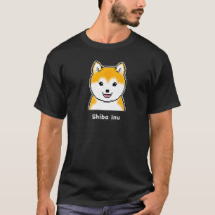 Fröhlicher Shiba Inu mit rundem Gesicht Pixel Art  T-Shirt