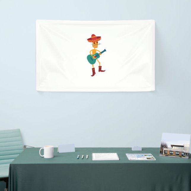 Fröhlicher Skelett-Gitarrespieler Banner (Messeveranstaltung)