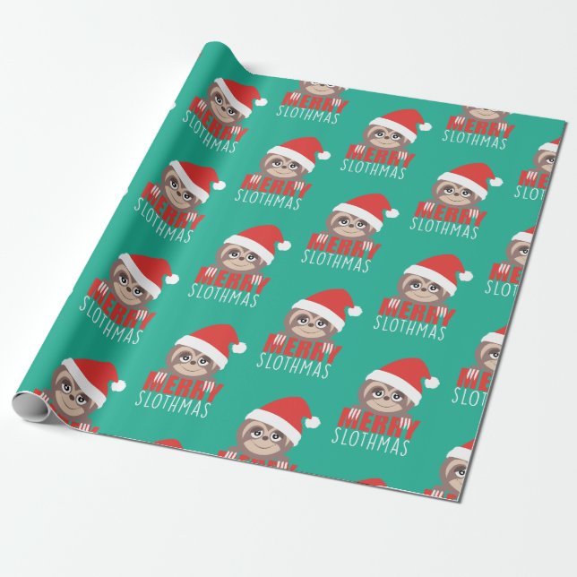Fröhlicher Slothmas Sloth-niedliche Geschenkpapier (Ungerollt)