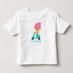 Fröhlicher Sommer-Scooter Rosa Eis Süßer Kleinkind T-shirt