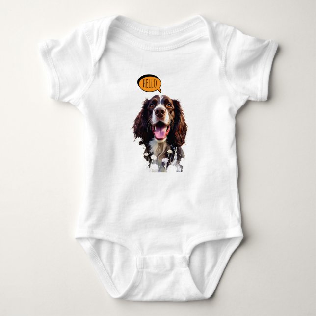 Fröhlicher Springer Spaniel  in Aquarell Baby Strampler (Vorderseite)