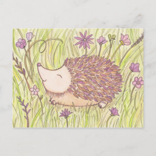 Fröhlicher Springtime-Igel Postkarte