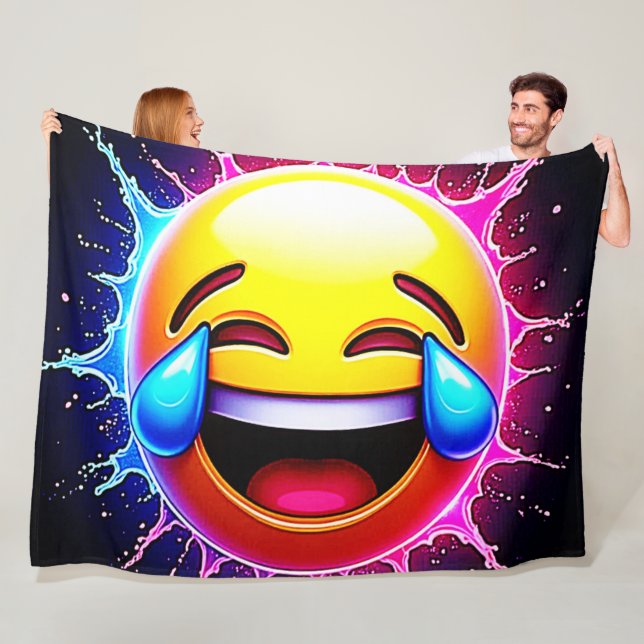 Fröhlicher Spritzer: Lachende Emoji-Kunst Fleecedecke (Beispiel)