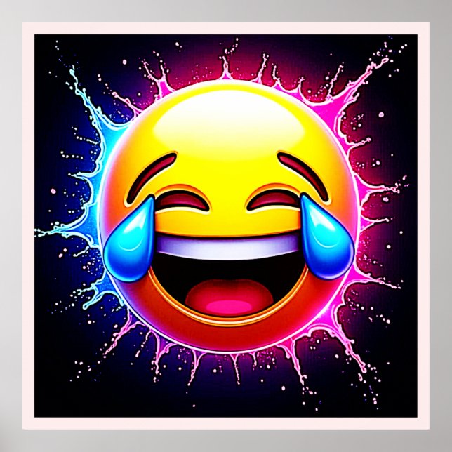 Fröhlicher Spritzer: Lachende Emoji-Kunst Poster (Vorne)