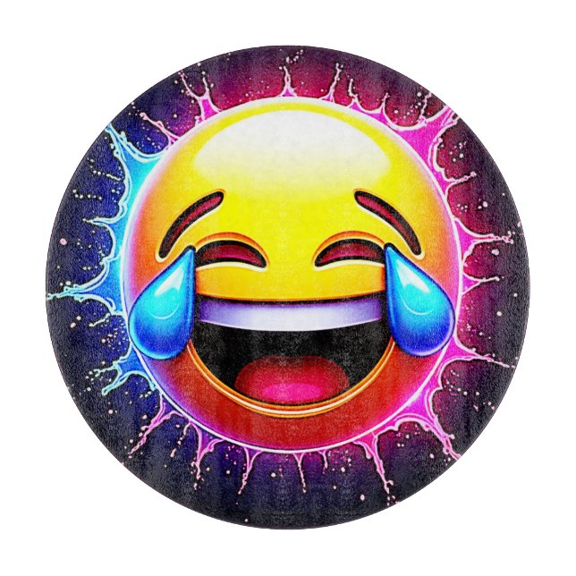 Fröhlicher Spritzer: Lachende Emoji-Kunst Schneidebrett (Vorderseite)