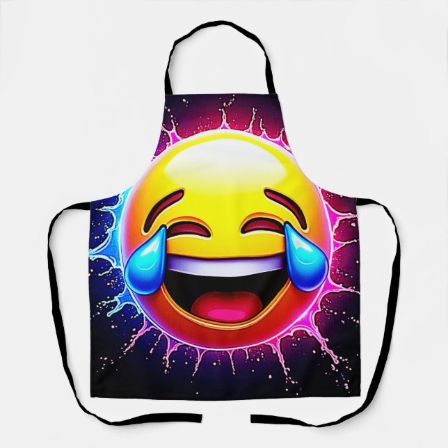 Fröhlicher Spritzer: Lachende Emoji-Kunst Schürze (Vorderseite)