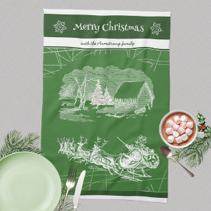 Fröhlicher Stil im Grünen Weihnachtsmann Geschirrtuch