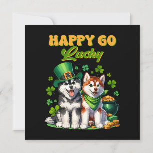 Fröhlicher süßer Husky zum St. Patricks Tag Einladung