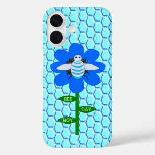 Fröhlicher Tag des Bienenjungen Blaue Geburtstags- iPhone 16 Hülle