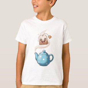 Fröhlicher Teebeutel und punktierte Teekanne für K T-Shirt