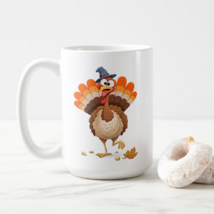 Fröhlicher Thanksgiving Truthahn Cartoon Charakter Kaffeetasse