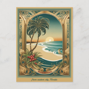 Fröhlicher tropischer Strand Weihnachten Florida G Postkarte