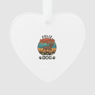 Fröhlicher Unartiger Hund Braun Retro Sonne Pfoten Ornament