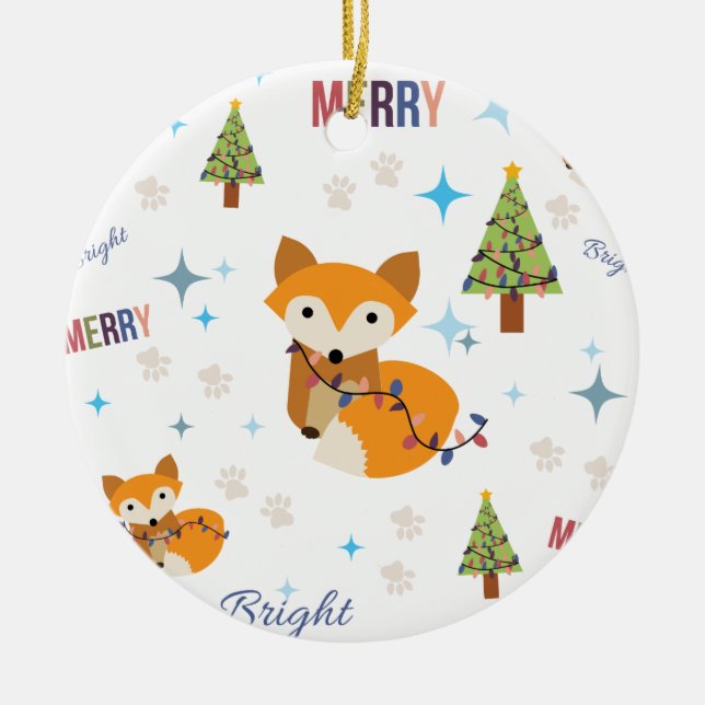 Fröhlicher und heller Fox Keramikornament (Vorne)