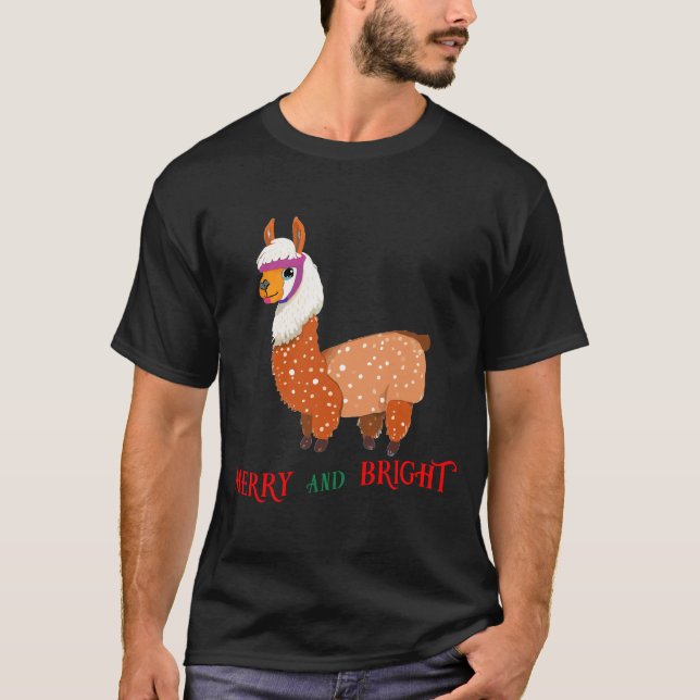 Fröhlicher und heller Niedlicher Llama T-Shirt (Vorderseite)