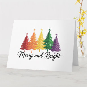 Fröhlicher und heller Regenbogen-Weihnachtsbaum Ga Karte