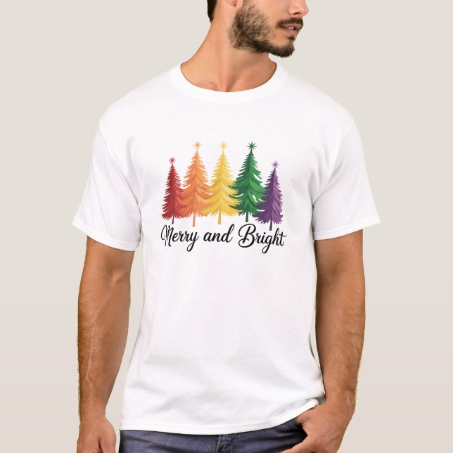 Fröhlicher und heller Regenbogen-Weihnachtsbaum Ga T-Shirt (Vorderseite)