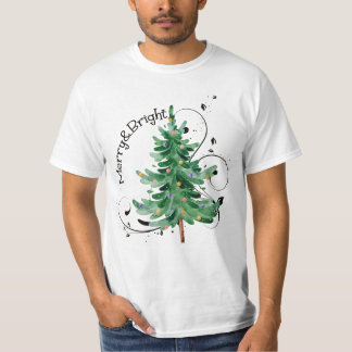 Fröhlicher und heller Weihnachtsbaum, fröhlich und T-Shirt