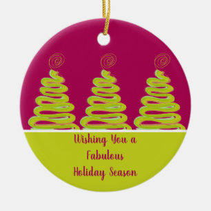 Fröhlicher und heller Weihnachtsbaum Keramik Ornament