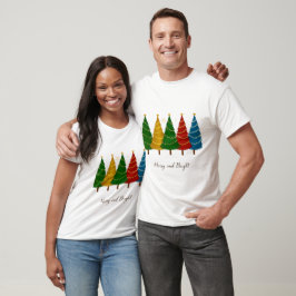 Fröhlicher und heller Weihnachtsbaumurlaub T-Shirt