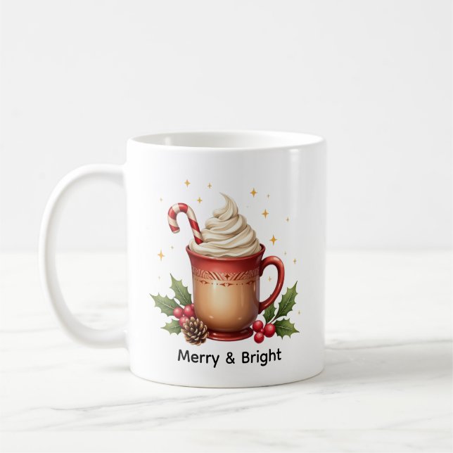 Fröhlicher und heller Weihnachtskaffee Kaffeetasse (Links)