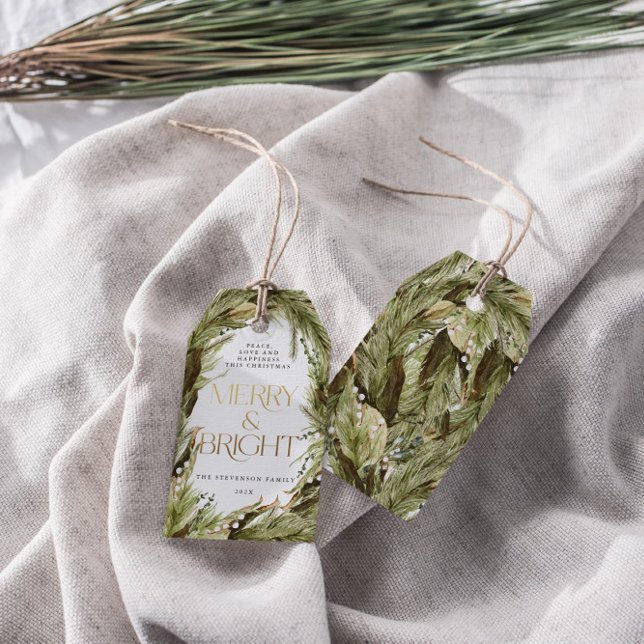 Fröhlicher und heller Weihnachtskranz Geschenkanhänger (Von Creator hochgeladen)