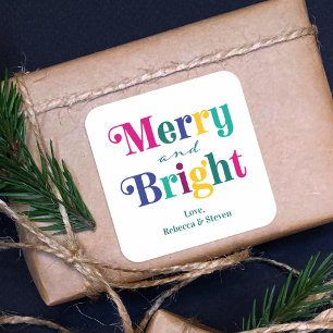 Fröhlicher und heller Weihnachtsurlaub Quadratischer Aufkleber