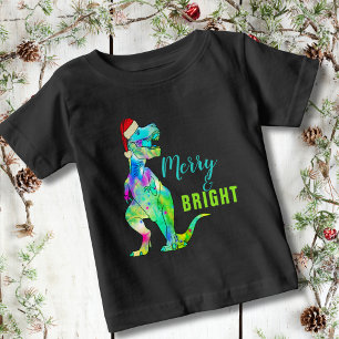 Fröhlicher und strahlender Weihnachtsdinosaurier Baby T-shirt