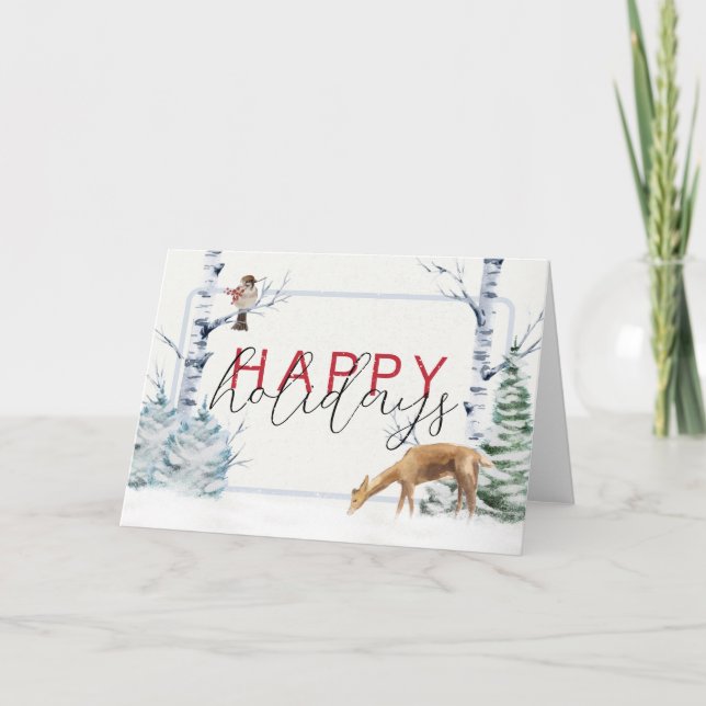 fröhlicher Urlaub Aquarell Weihnachtsfest Dankeskarte (Vorderseite)