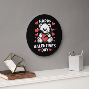 Fröhlicher Valentinstag Bär vday  Große Wanduhr