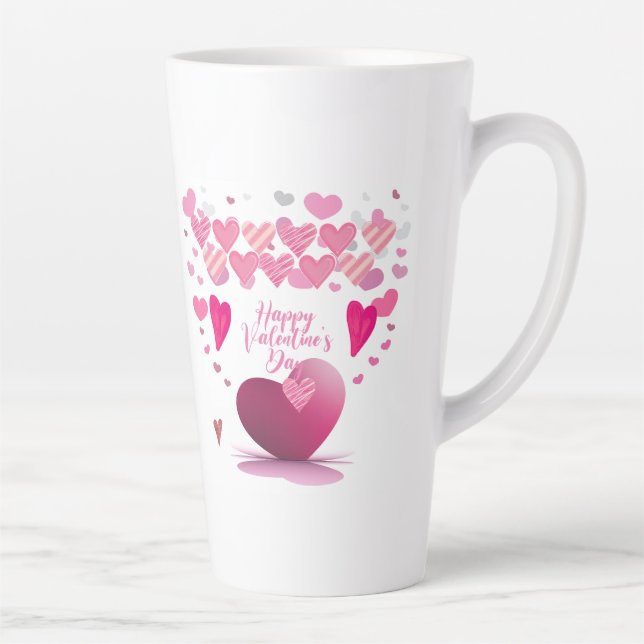 Fröhlicher Valentinstag Herz-Muster-Latte-Mug Milchtasse (Rechts)