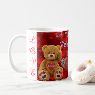 Fröhlicher Valentinstag Teddybär Herz Süß Kaffeetasse
