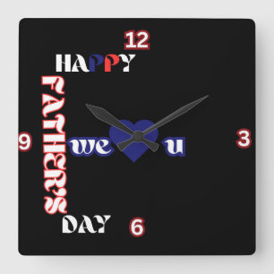 Fröhlicher Vatertag f-Formation Square Wall Clock Quadratische Wanduhr