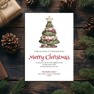 Fröhlicher verrückter Weihnachtsbaum Wasserfarben- Feiertagskarte