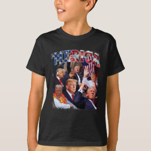 Fröhlicher Vintage Trump 4. Juli Patriotischer Ame T-Shirt