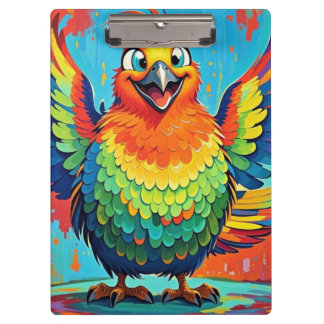 Fröhlicher Vogel farbenfrohe Kunst abstrakt Klemmbrett